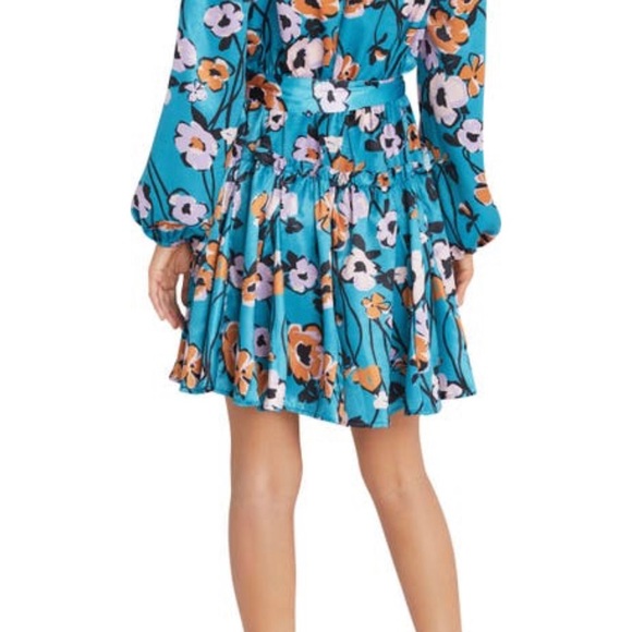 NWT VICI Collection Print Balloon Sleeve Tie Waist Dress - Picture 2 of 6